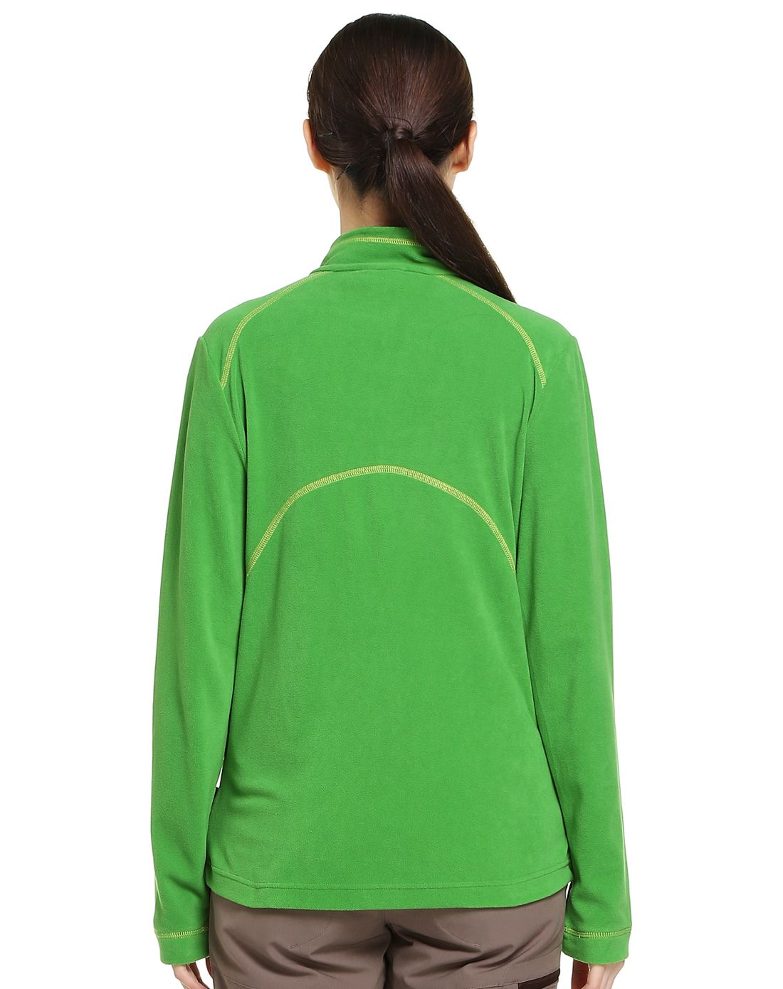 轻便速干 女款深绿色户外抓绒服