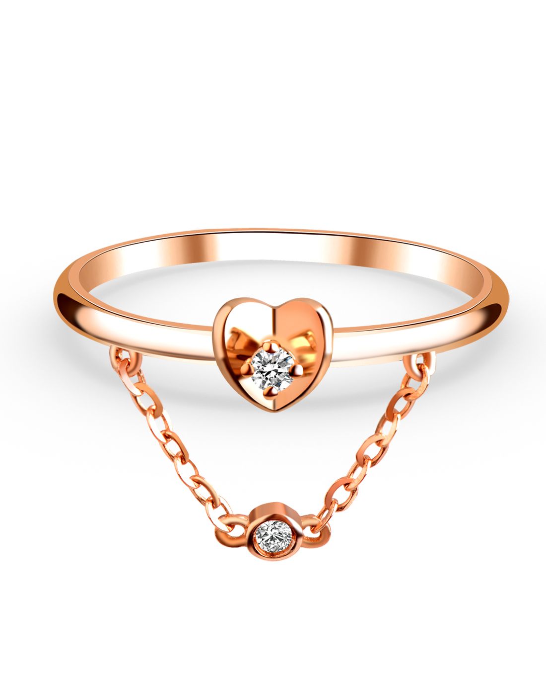 彩18k金钻石镶嵌戒指爱心链戒(约1.38克)定价