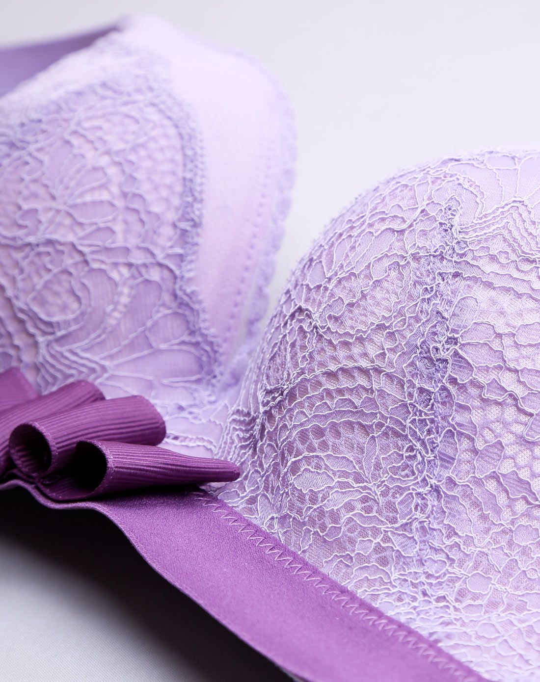 无钢圈紫色薰衣草舒适聚拢3/4厚杯文胸