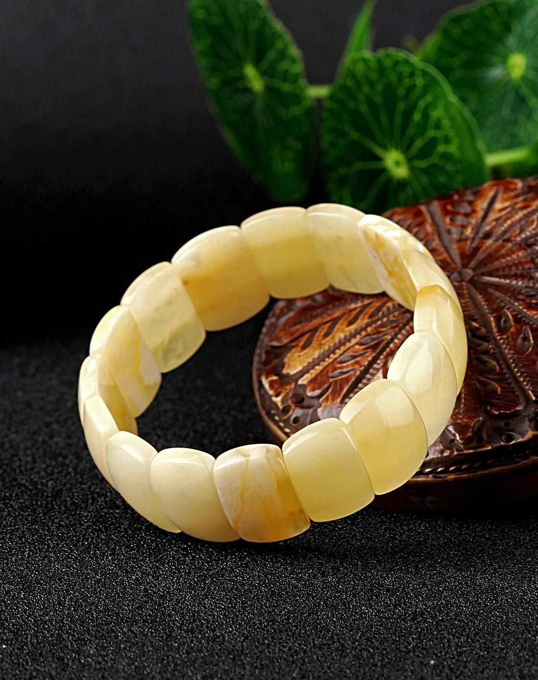 天然琥珀白蜜蜡手排19mm