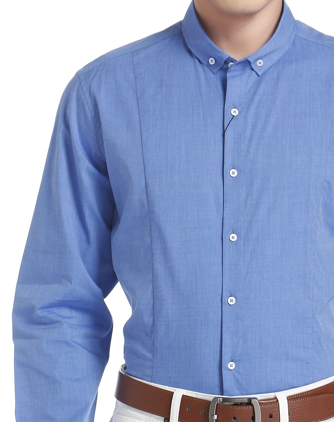 商务简约天蓝长袖衬衫