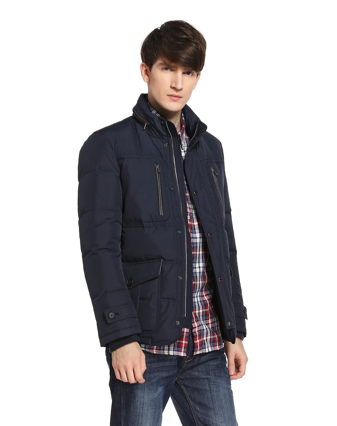 hazzys男装专场 藏青色帅气稳重长袖羽绒服