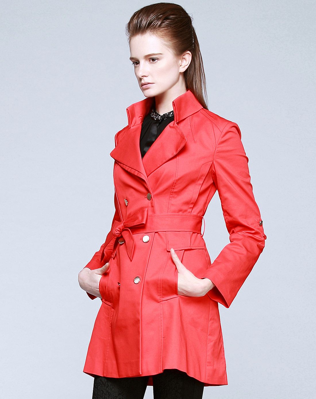 bblluuee color 胭脂红长上衣