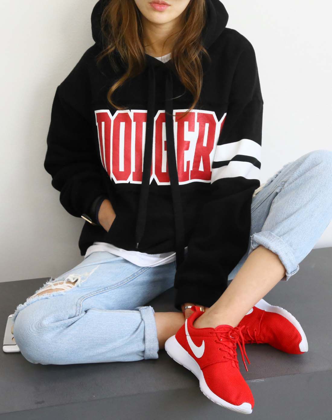 dodgers加绒连帽卫衣 黑色