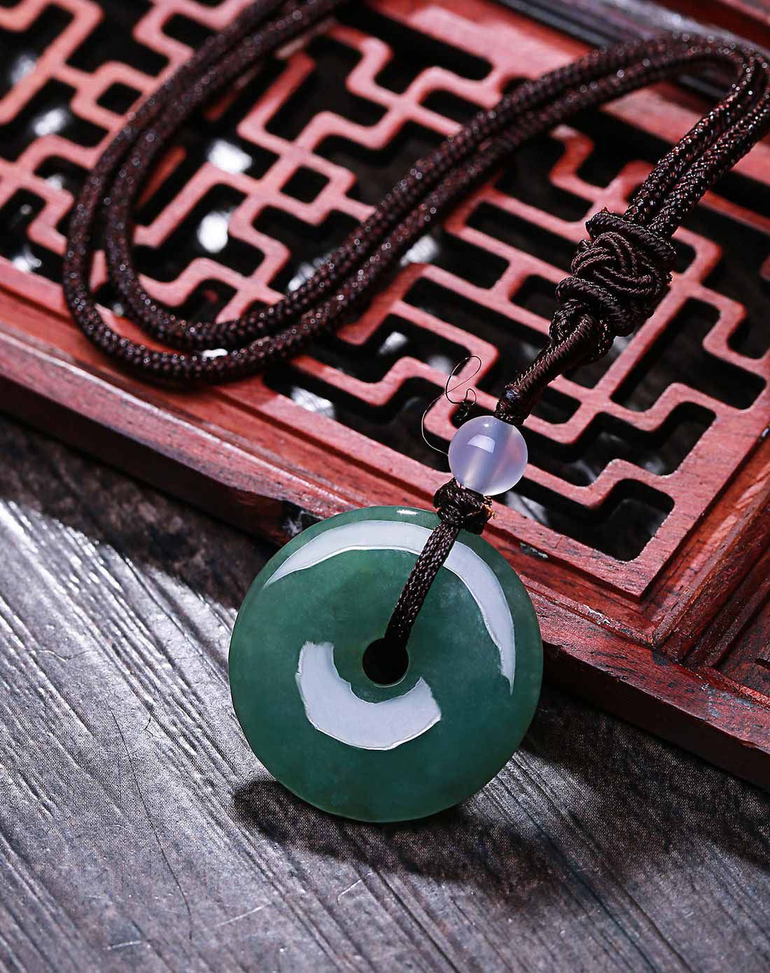 柏诗翠 a货翡翠油青平安扣吊坠