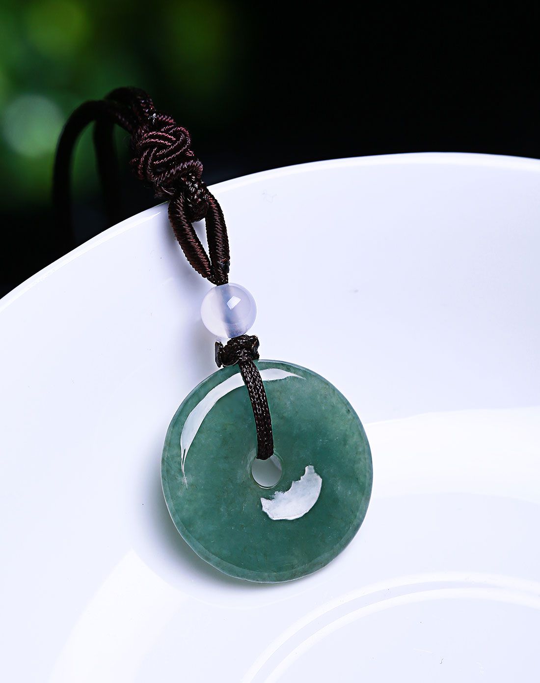 柏诗翠 a货翡翠油青平安扣吊坠