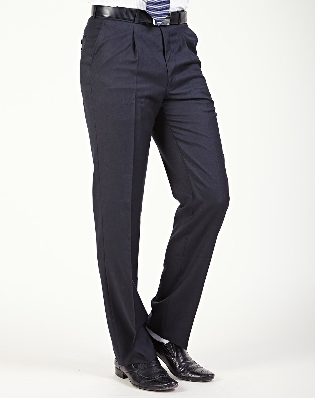 经典高端藏青色羊毛西裤