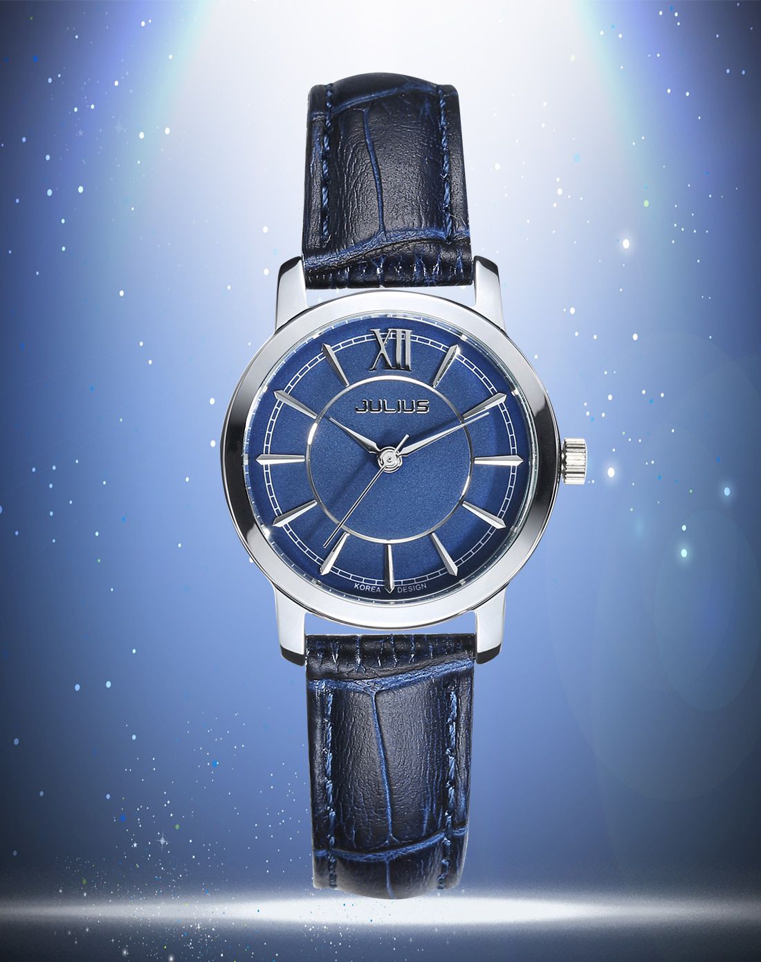 聚利时 时尚复古简约条钉皮带腕表