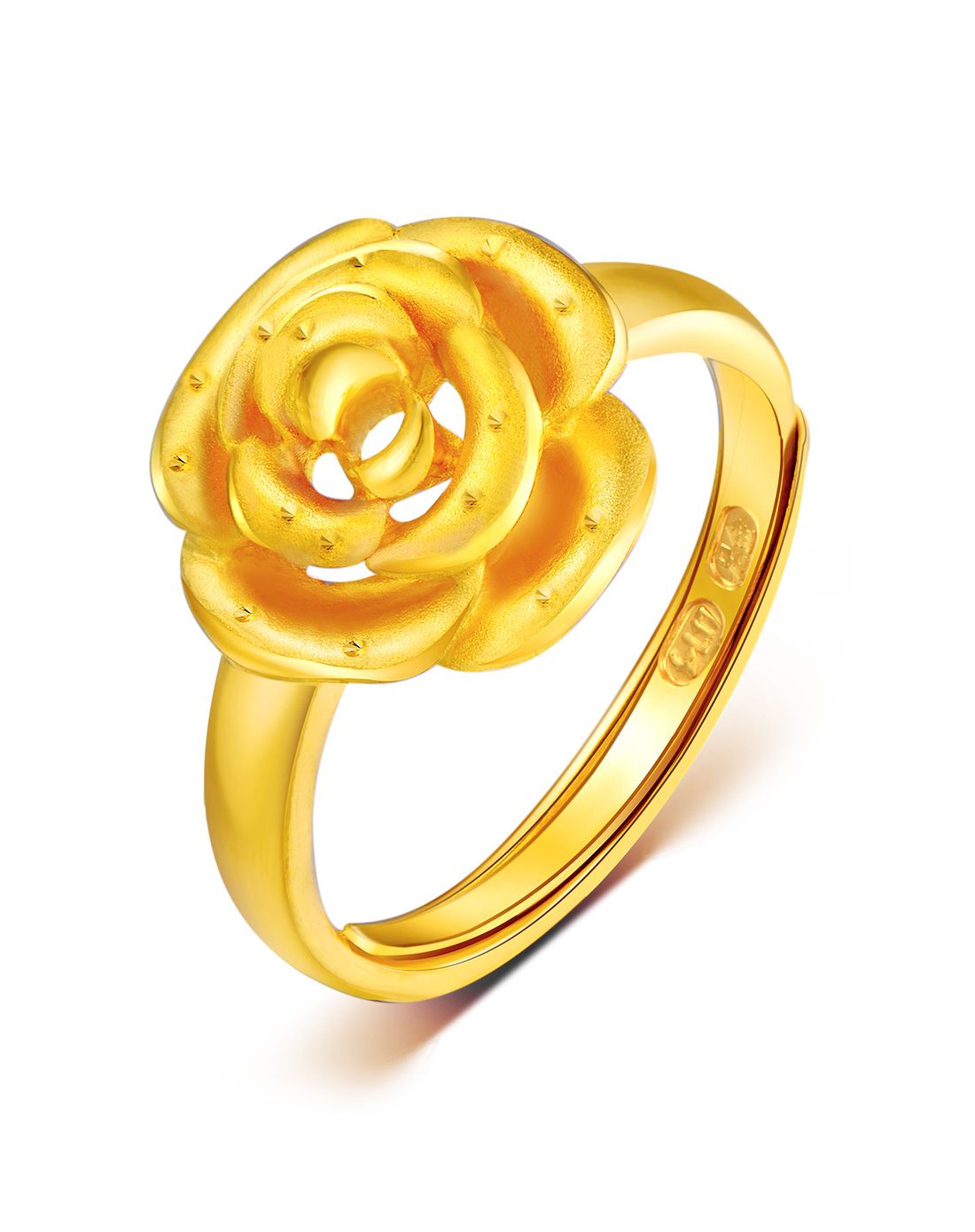 足金玫瑰花黄金开口女戒指(计价)约4.41g
