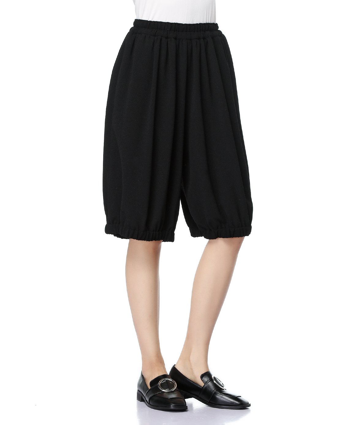 creep ol系列 女款黑色混纺灯笼五分裤