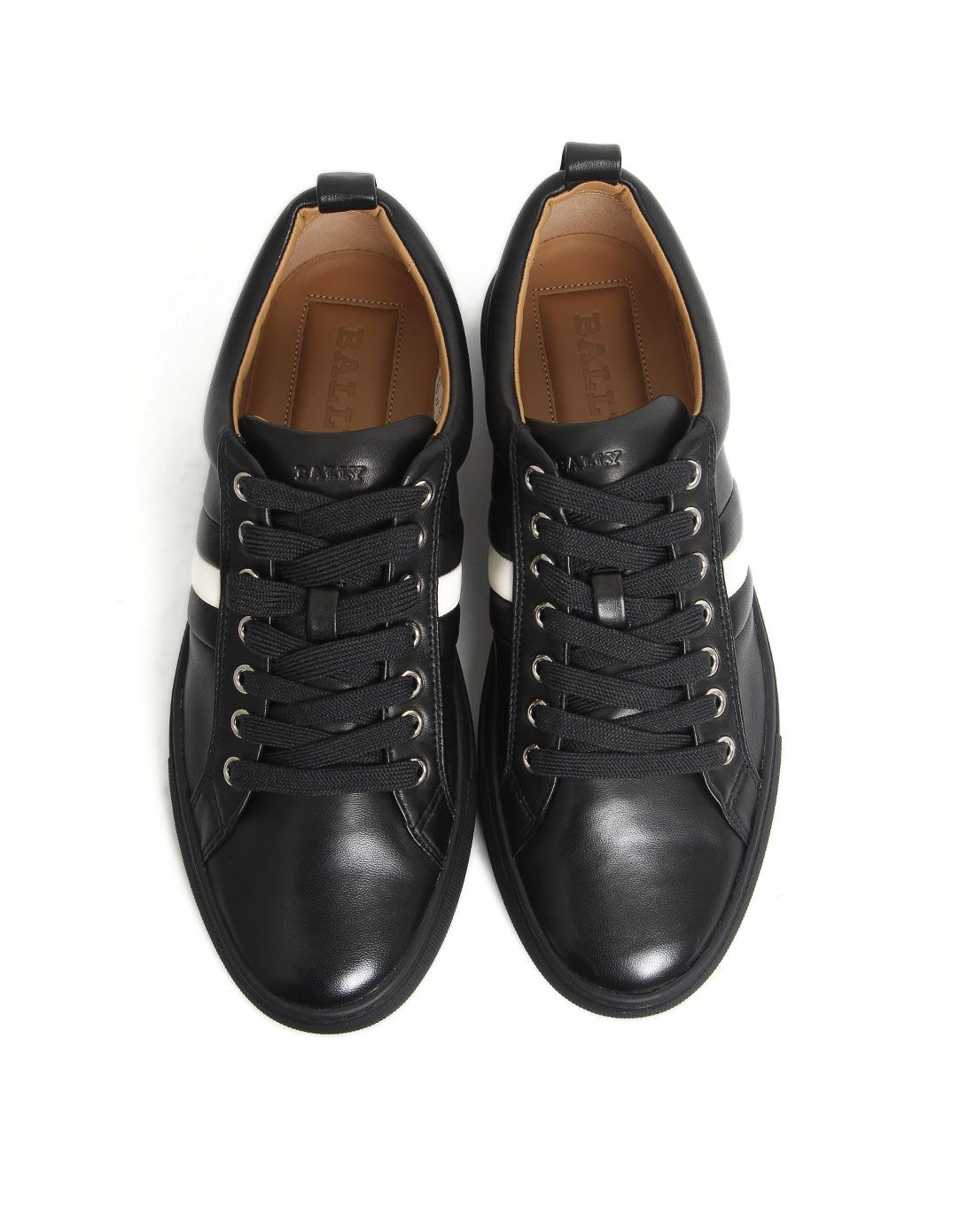 > bally 男士黑色拼黑白条纹休闲皮鞋