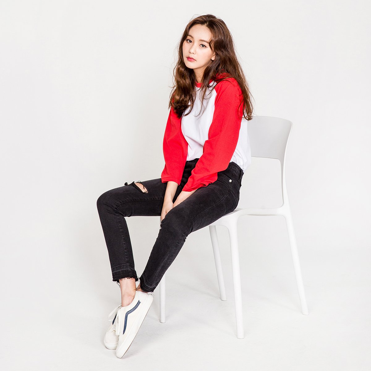 pdf新款韩版黑色修身显瘦破洞毛边姜素拉同款紧身牛仔裤