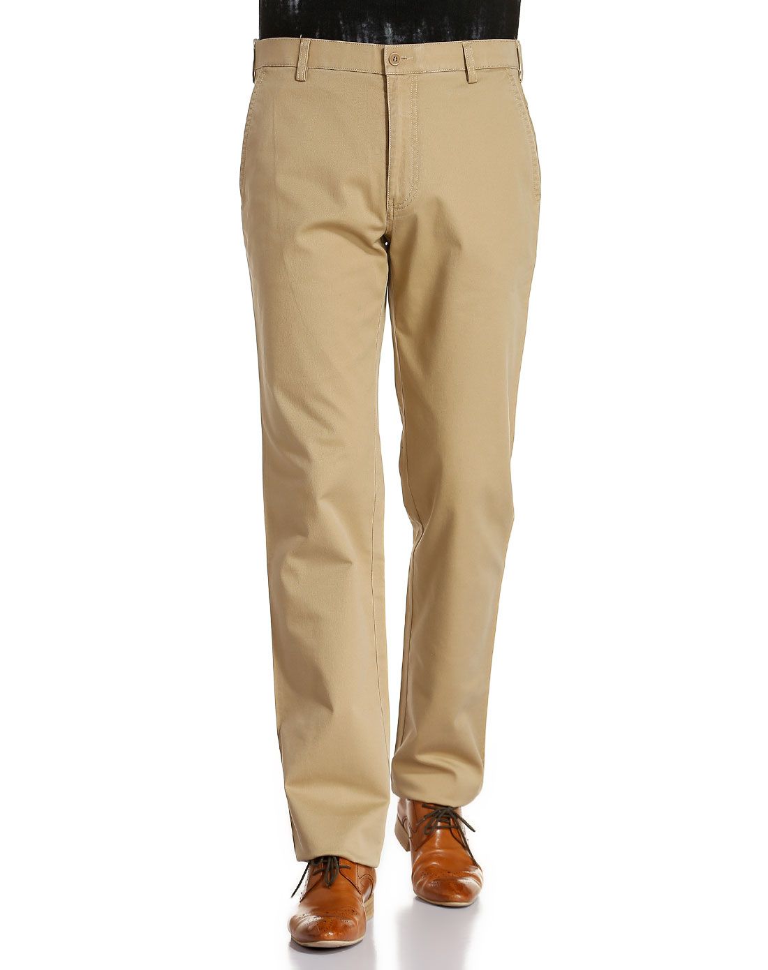 商务时尚浅卡其斜纹休闲裤