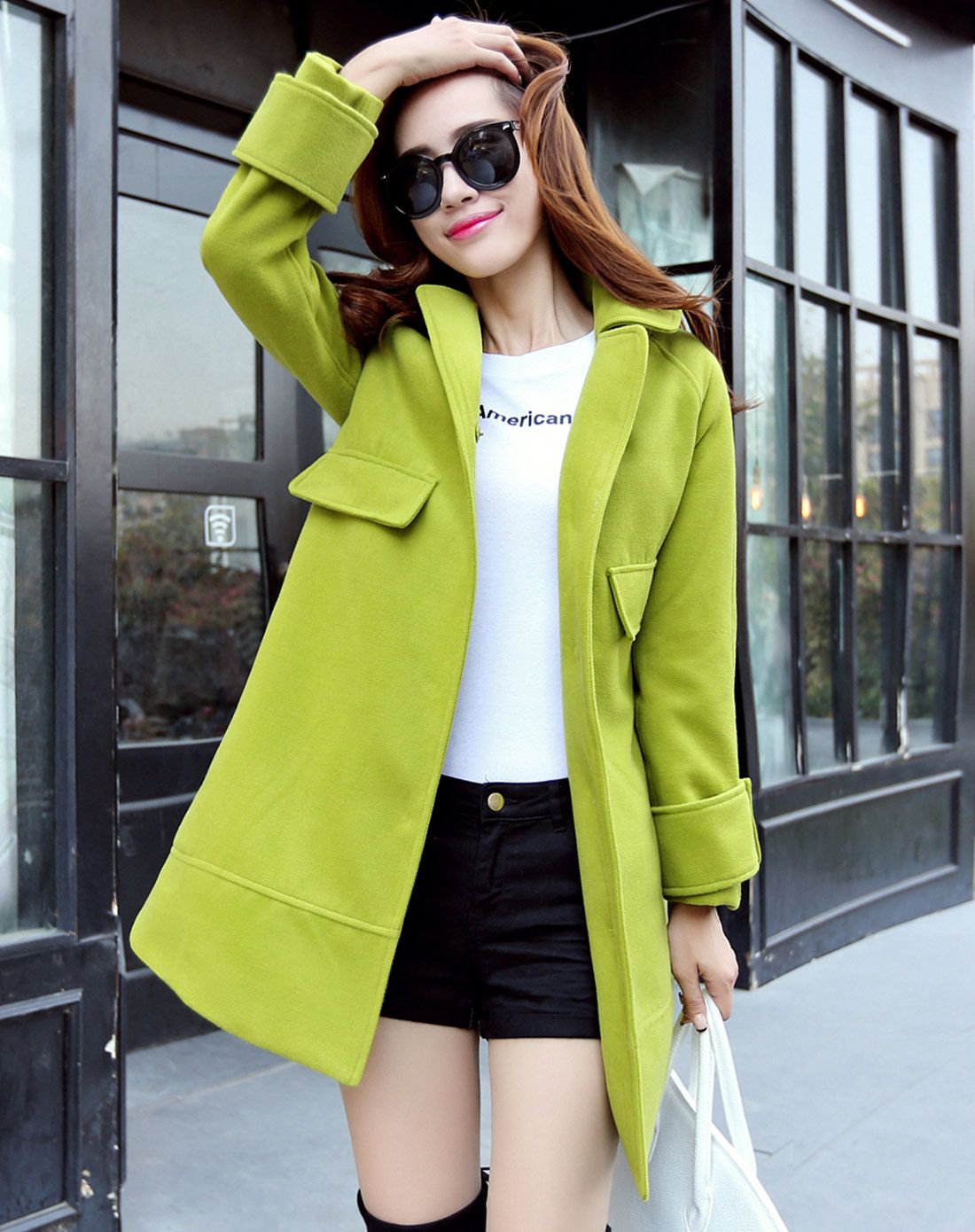 绿色时尚毛呢外套