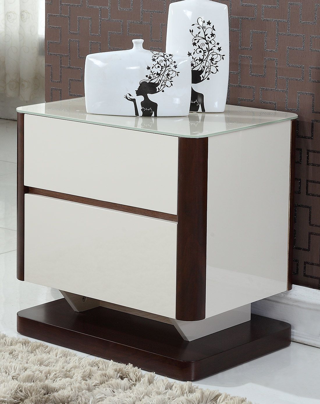 客厅时尚钢化玻璃二斗柜