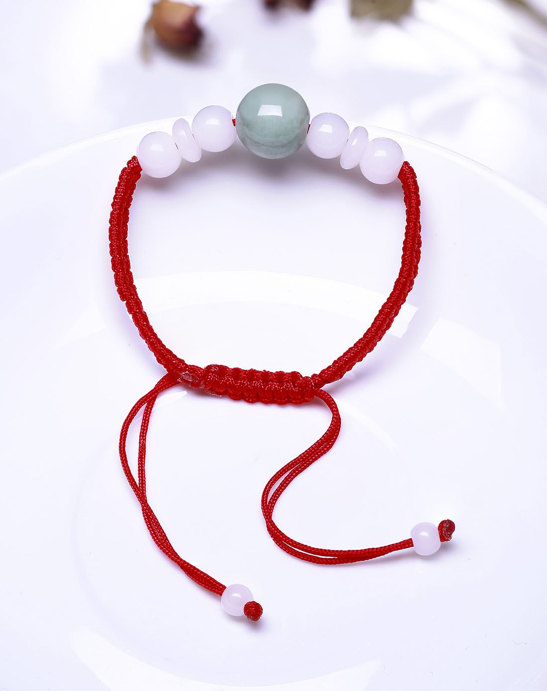 柏诗翠 新款 a货翡翠红绳转运珠手链