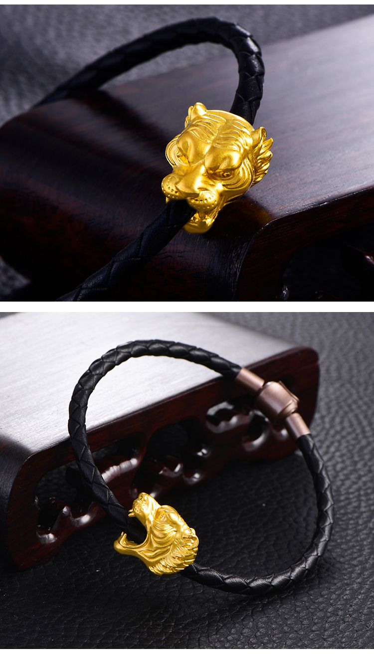 赛菲尔 高贵霸气虎 3d硬足金男款转运珠(送黑皮绳)定价