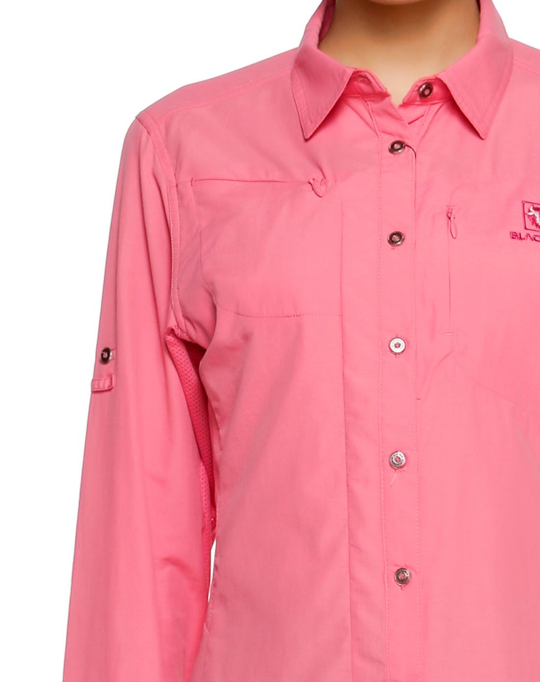 透气舒适 女款浅洋红色长袖衬衫