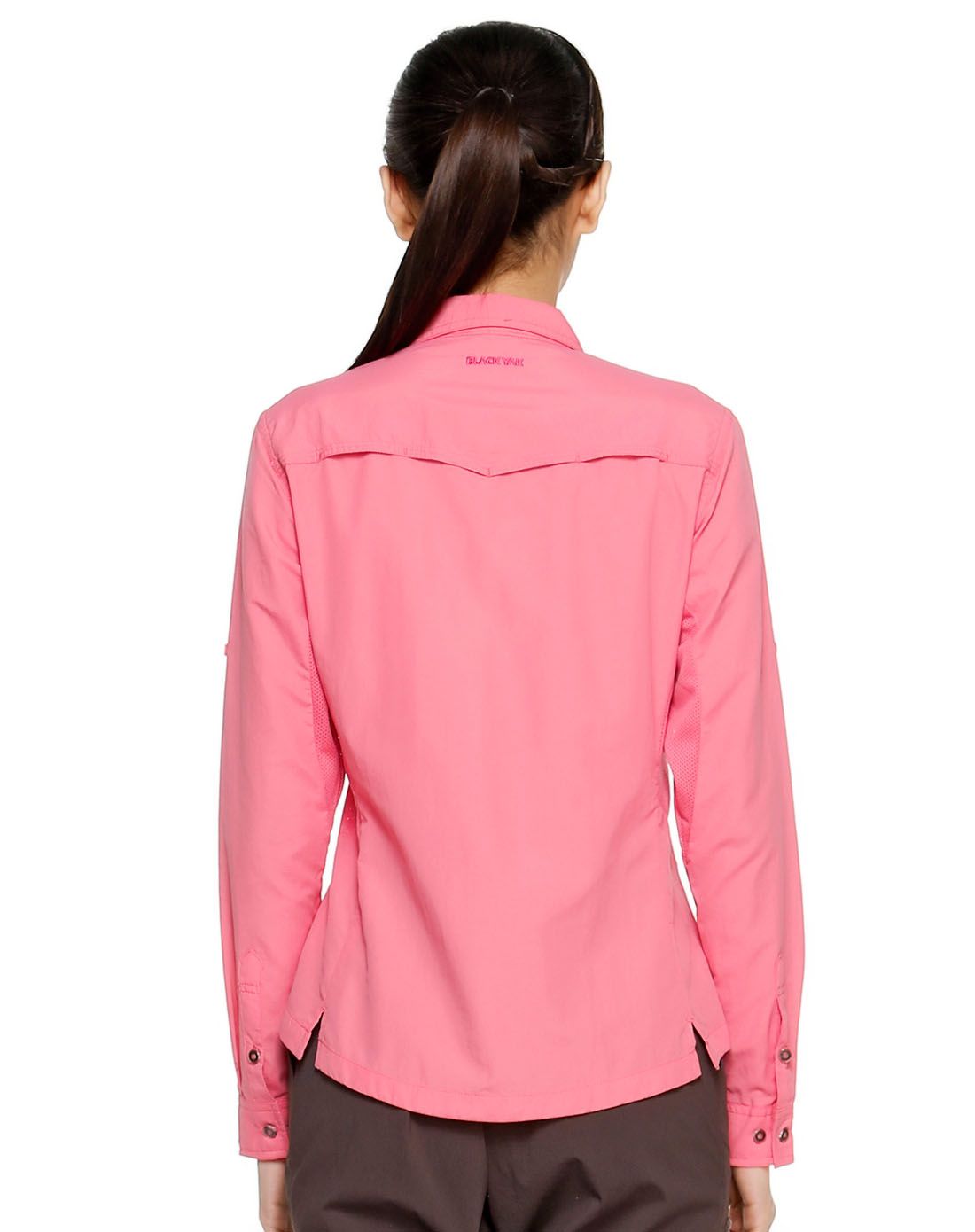 透气舒适 女款浅洋红色长袖衬衫