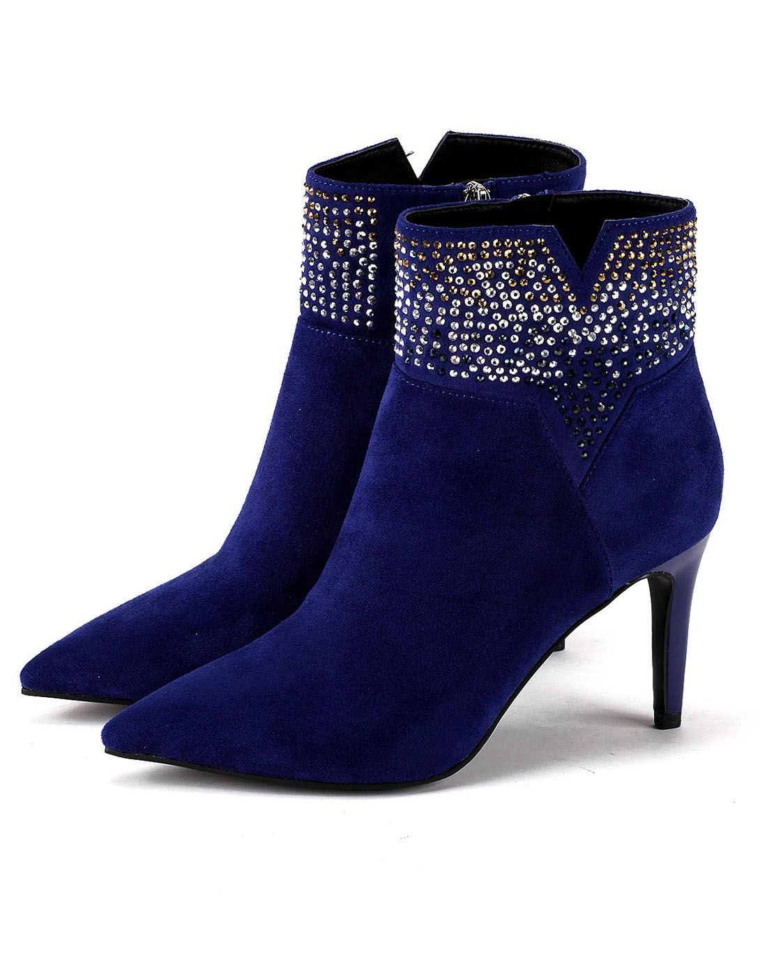 69sixtynine 蓝色绒布时尚短靴