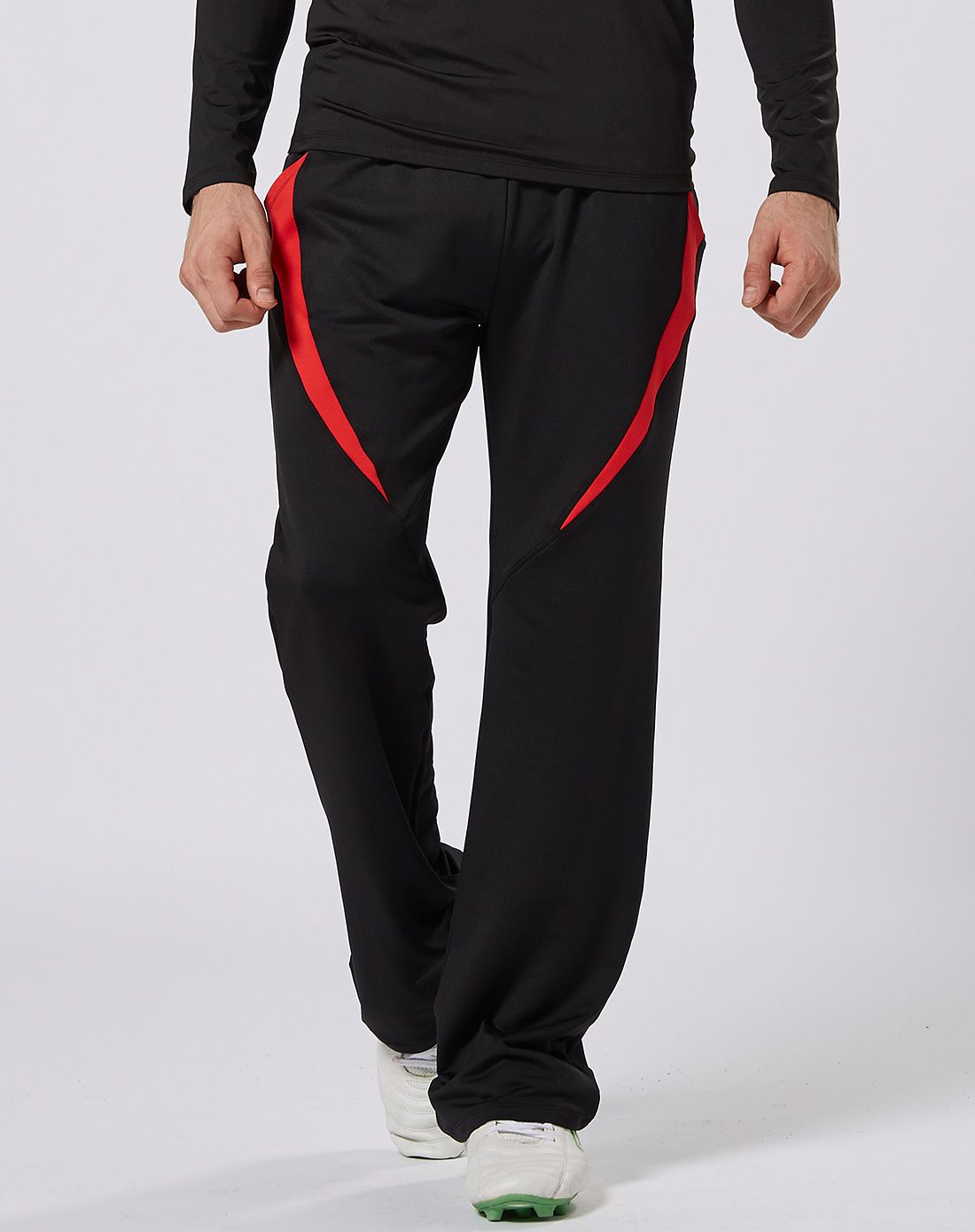 宽松直筒 路伊梵黑色红条舞蹈裤男士减肥裤直筒裤 男健美裤子 练功裤