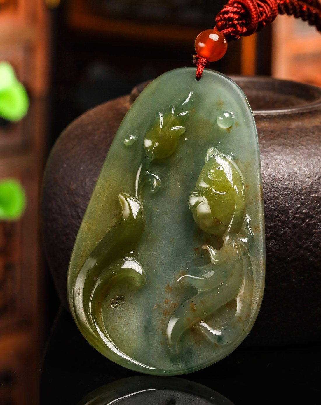 天然老坑冰种金玉满堂翡翠挂件(附鉴定证书)