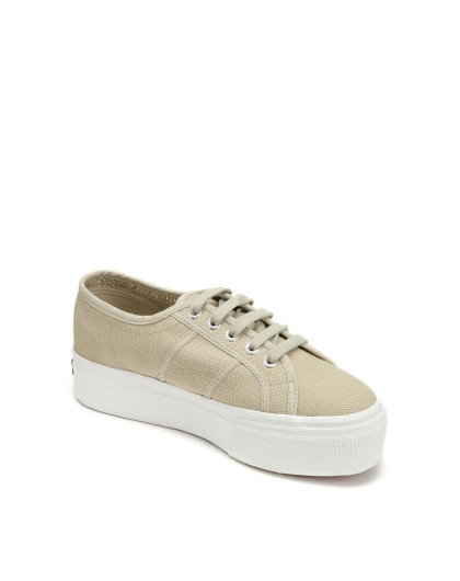 女款浅卡其色厚底简约休闲帆布鞋