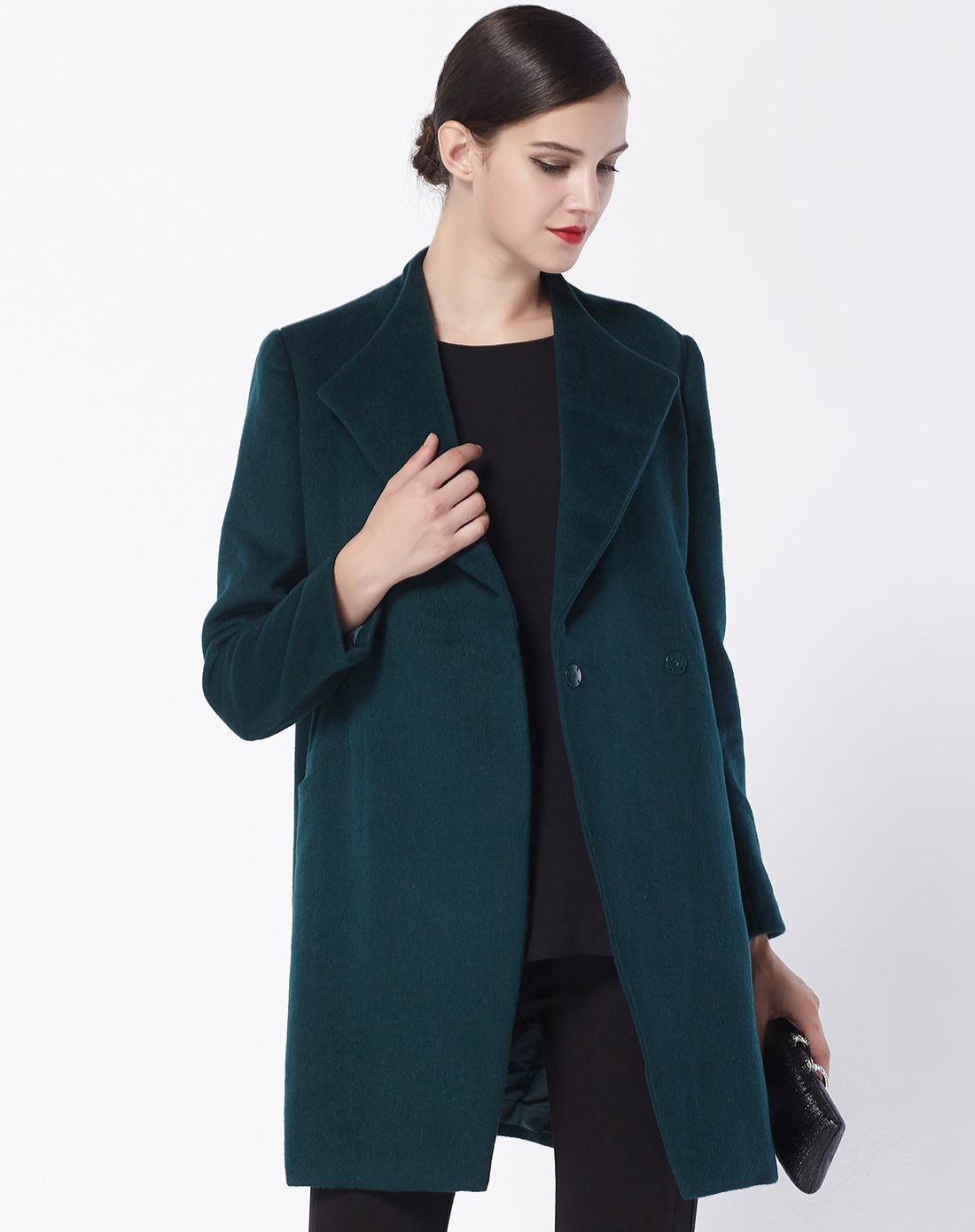 松石绿简约百搭长大衣