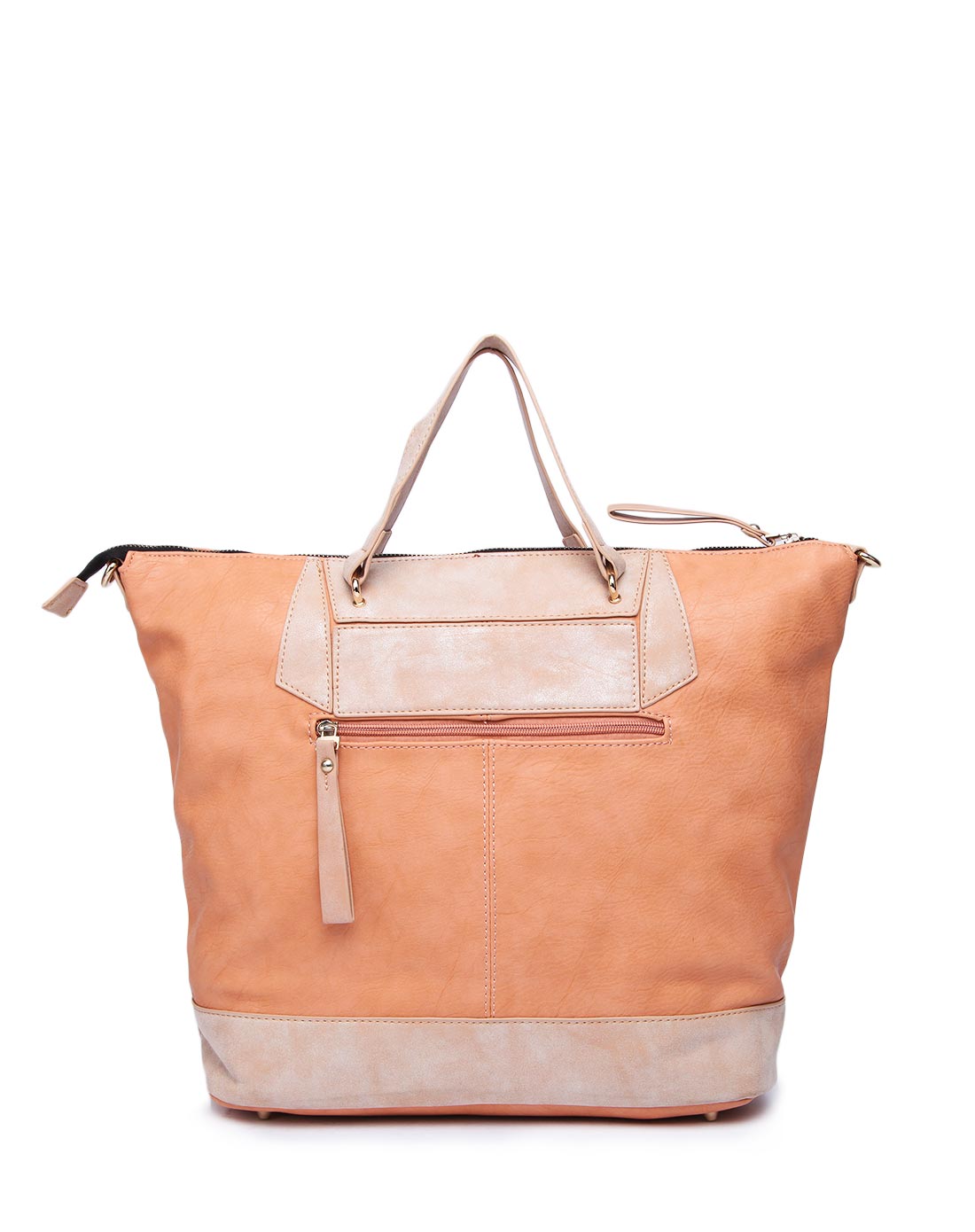 杏粉色别致渐变怀旧磨砂水洗皮革休闲包