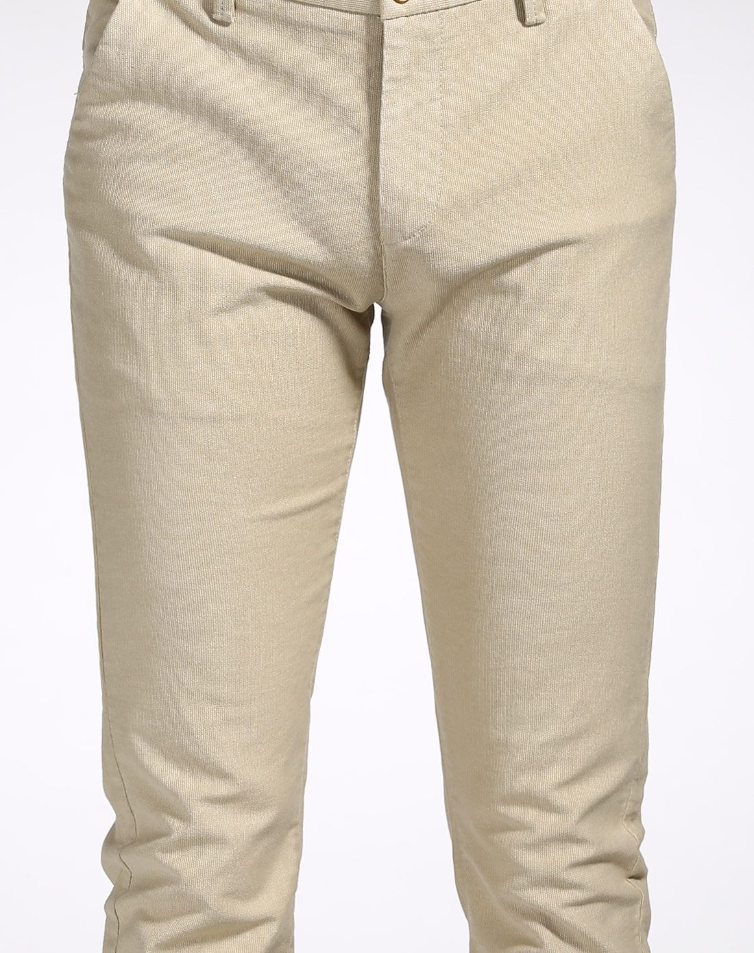 卡其纯色修身休闲长裤