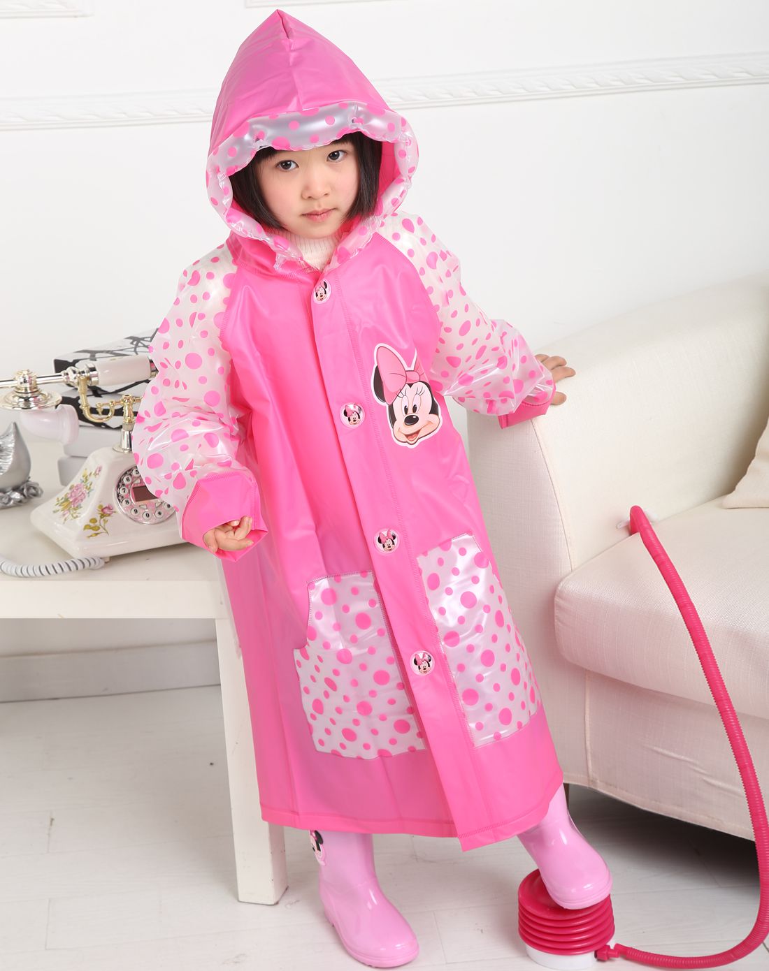 迪士尼卡通米妮雨衣(玫红)