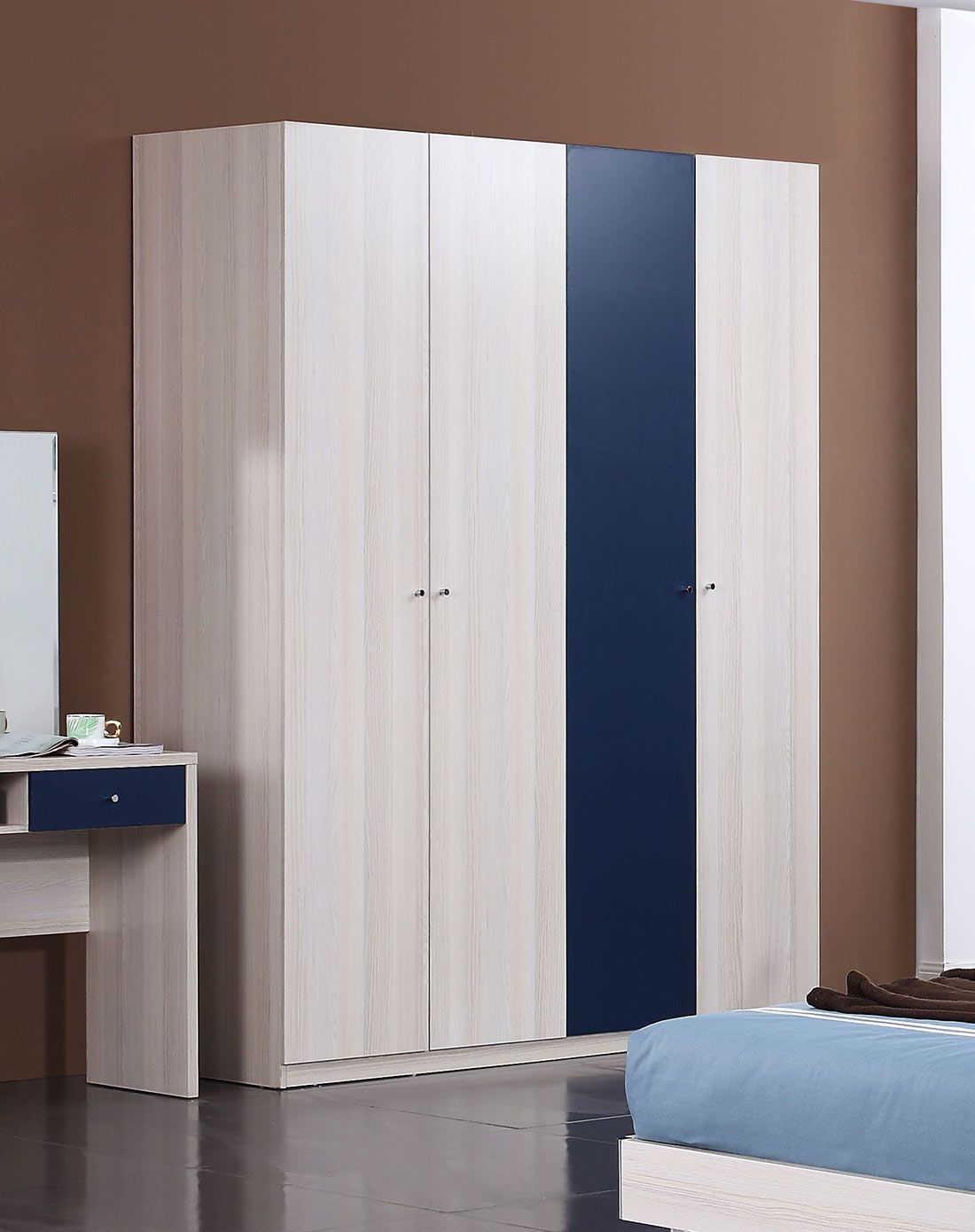 现代简约木质四门衣柜立柜