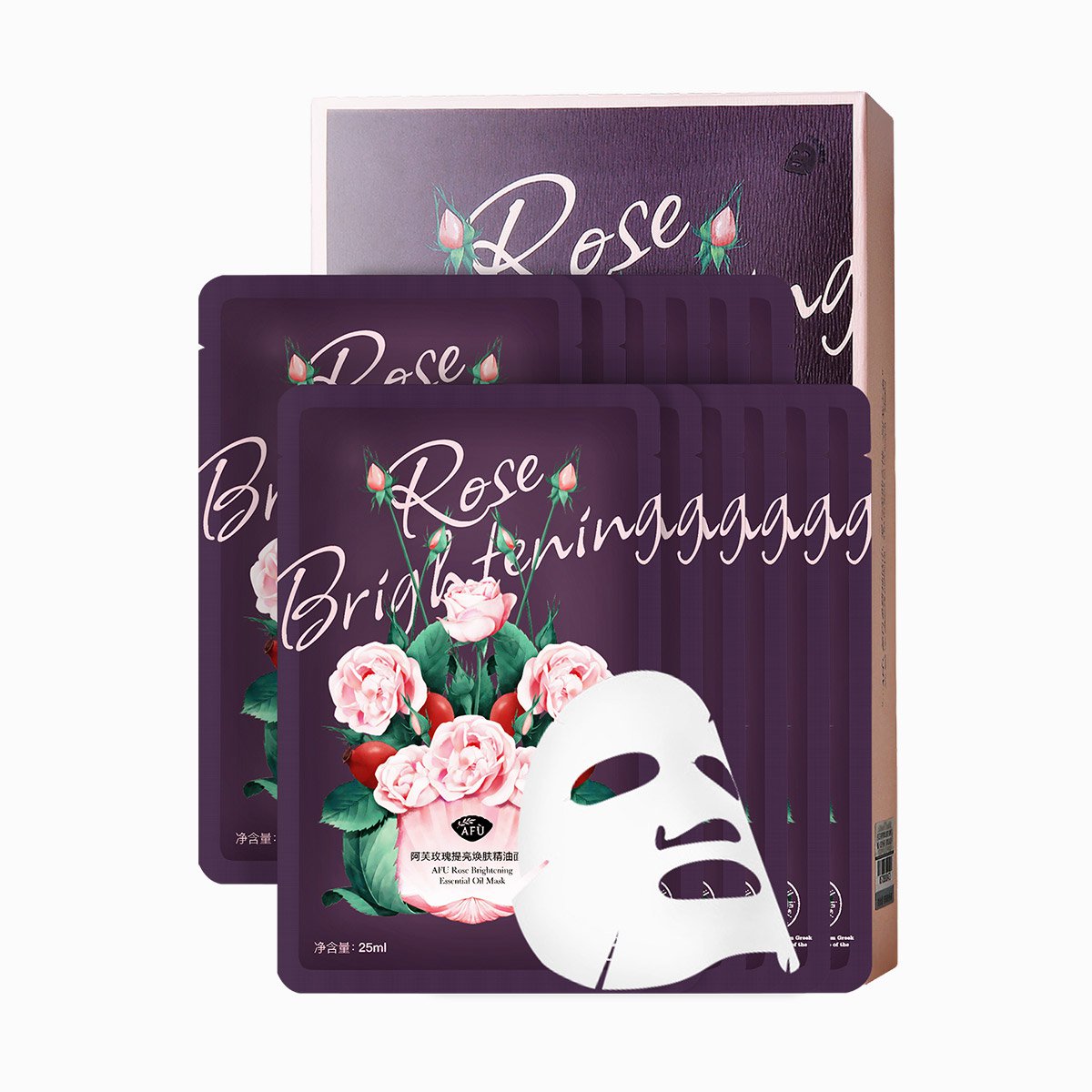 阿芙afu玫瑰精油提亮嫩肤竹炭黑面膜 12片 精油面膜 清洁补水 焕亮