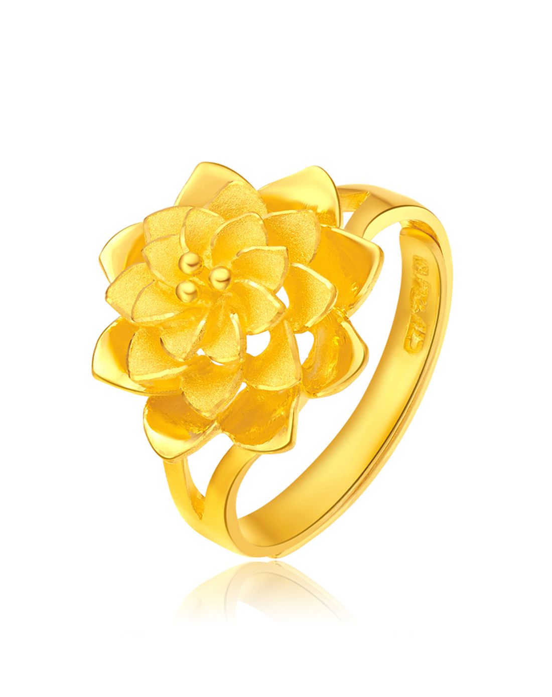 周大福 珠宝精美花蕊足金黄金戒指(计价)约6.6g