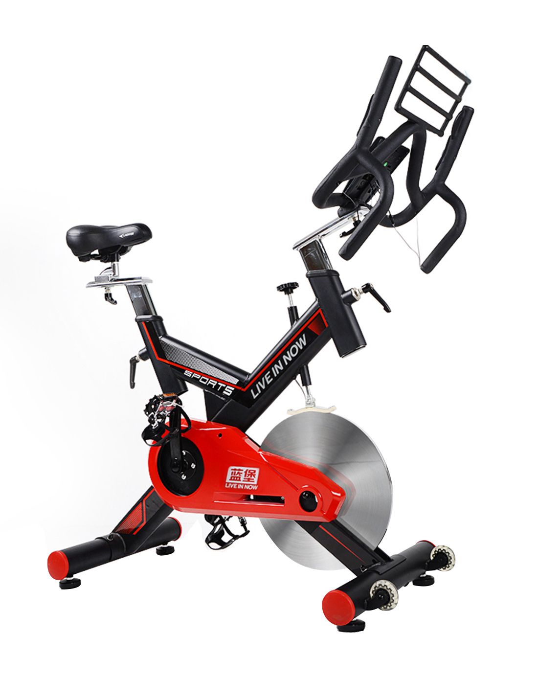 13kg大飞轮动感单车室内健身车配运动毛巾黑红色