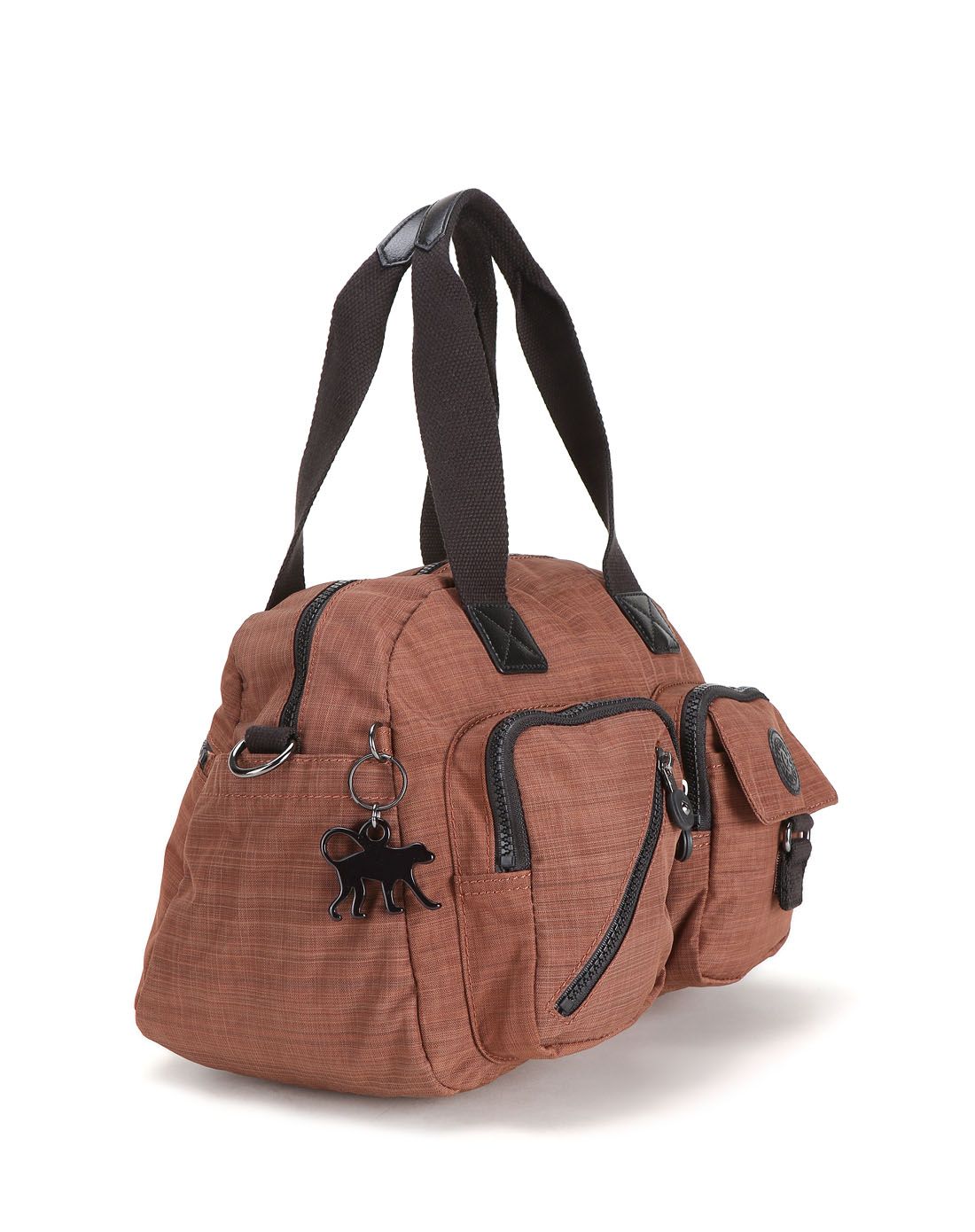 kipling猴子亚麻棕背提包