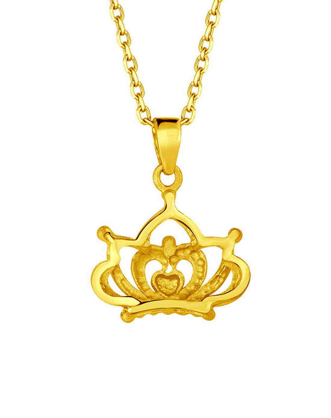 足金美丽加冕皇冠黄金吊坠2.61克