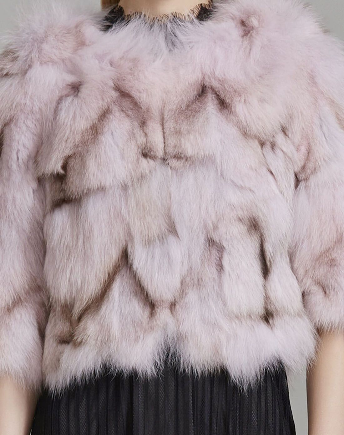 女款浅香芋色狐狸毛外套