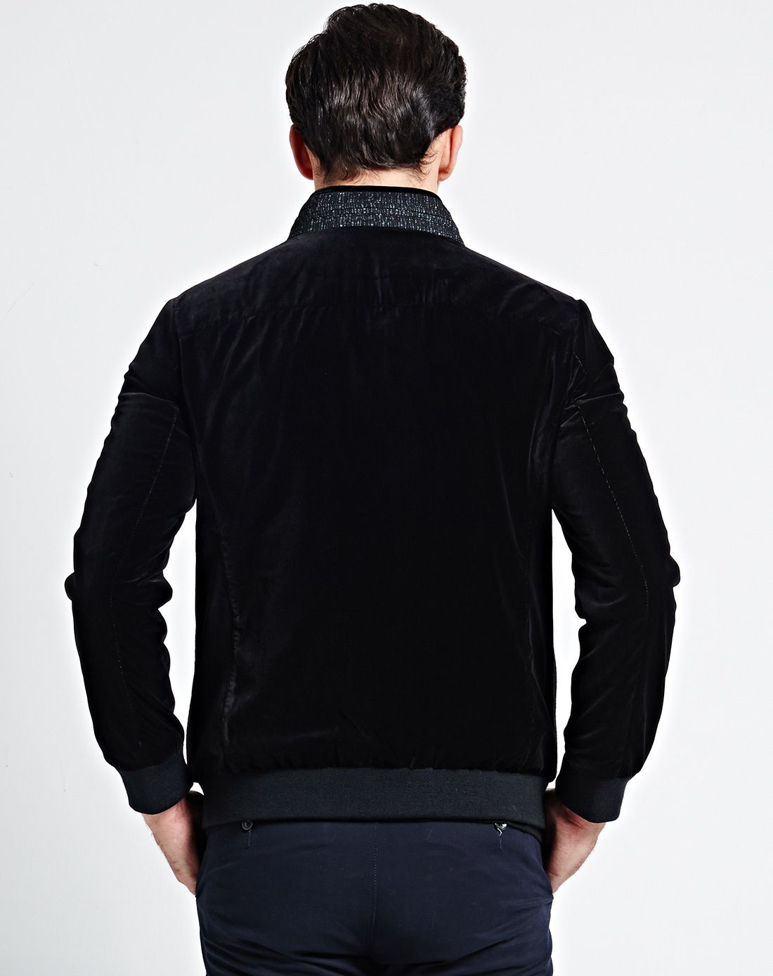 蔓哈顿menhardum拼接深黑色立领时尚休闲茄克外套21440110459_唯品会