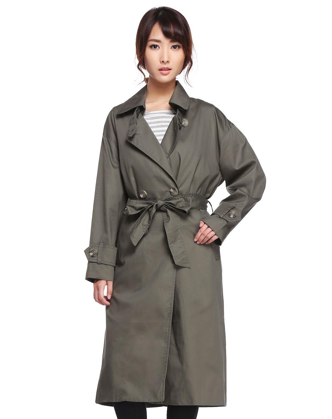 灰绿色简约魅力风衣