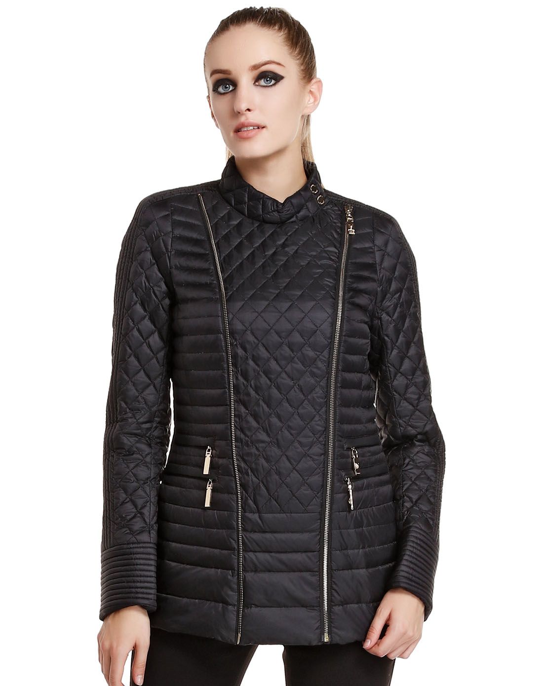 kodice黑色显瘦时尚长袖羽绒服ksa503dc0-110_唯品会