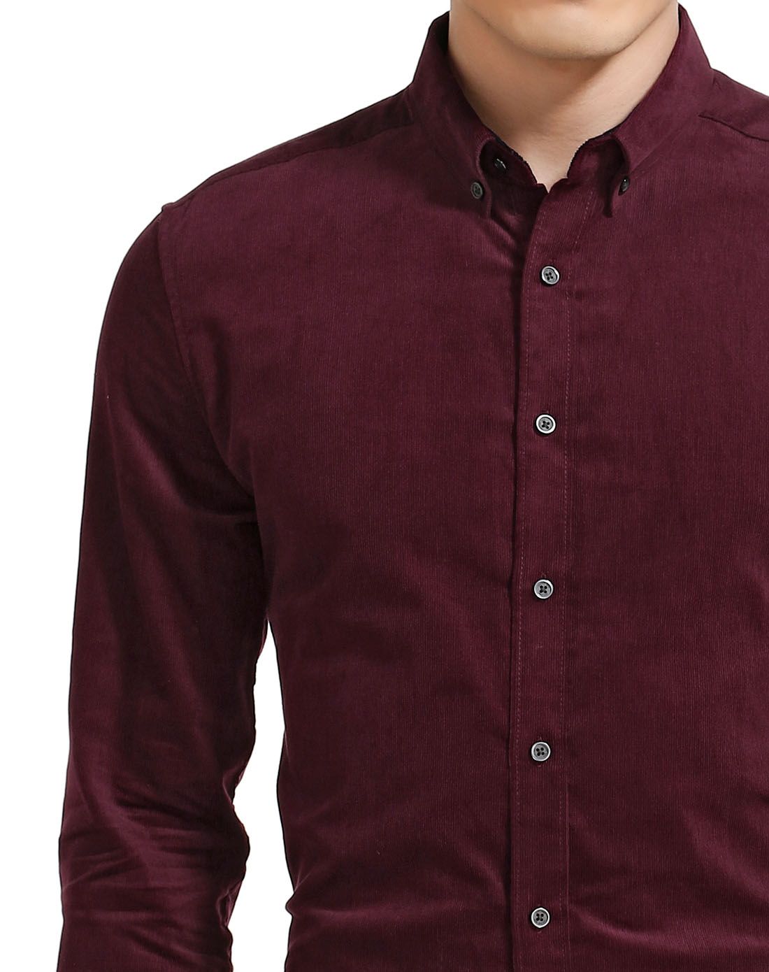 男款酒红色帅气时尚长袖衬衫