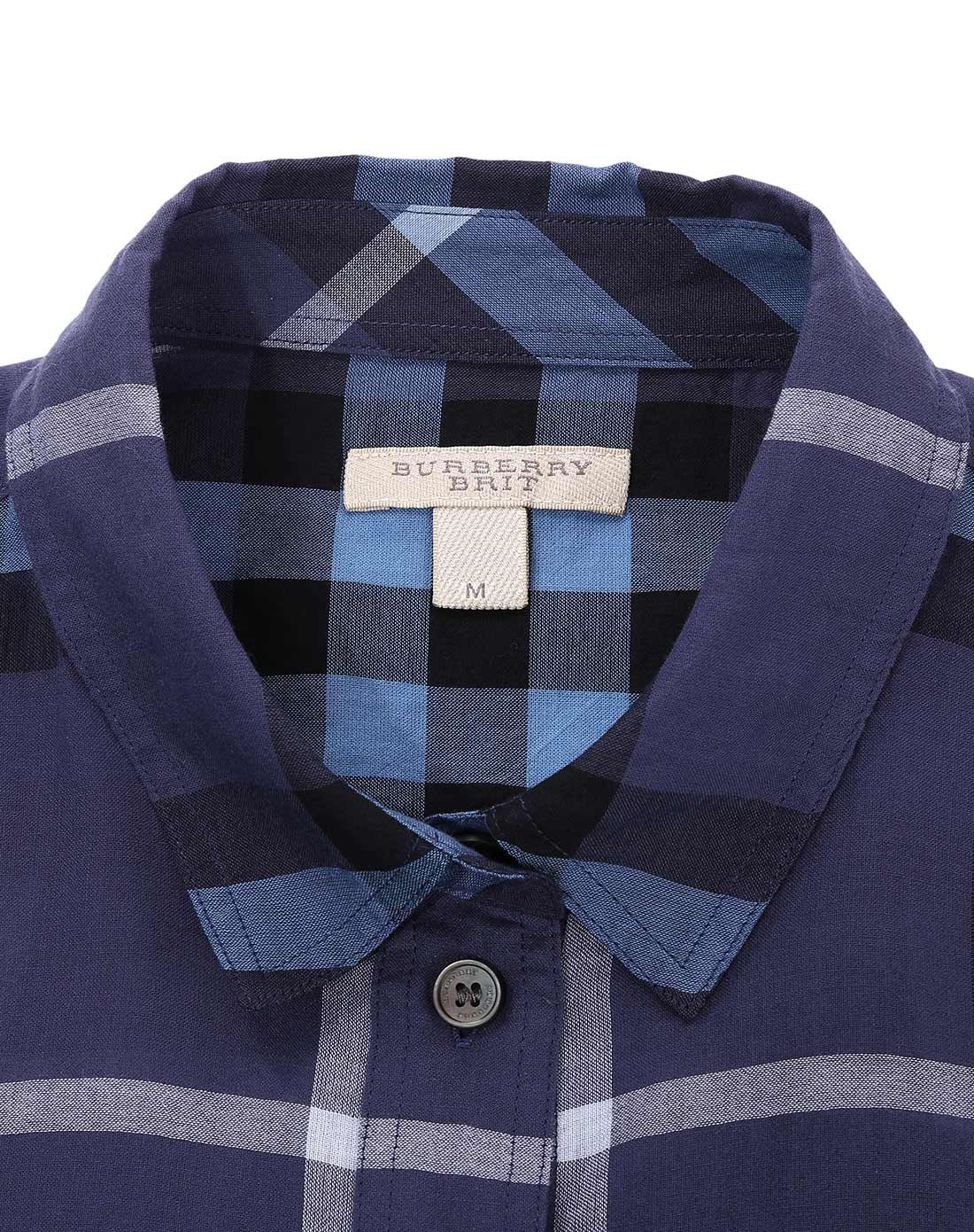 burberry女士深蓝色休闲舒适长袖衬衫