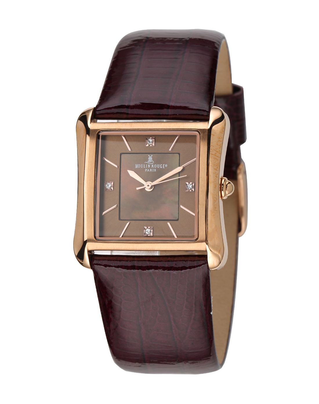 红磨坊moulin rouge 优雅复古方形小表盘玫瑰金石英女表
