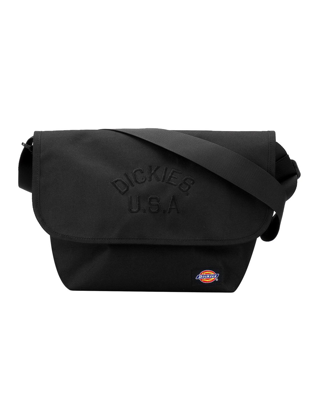 dickies 黑色立体刺绣时尚邮差包