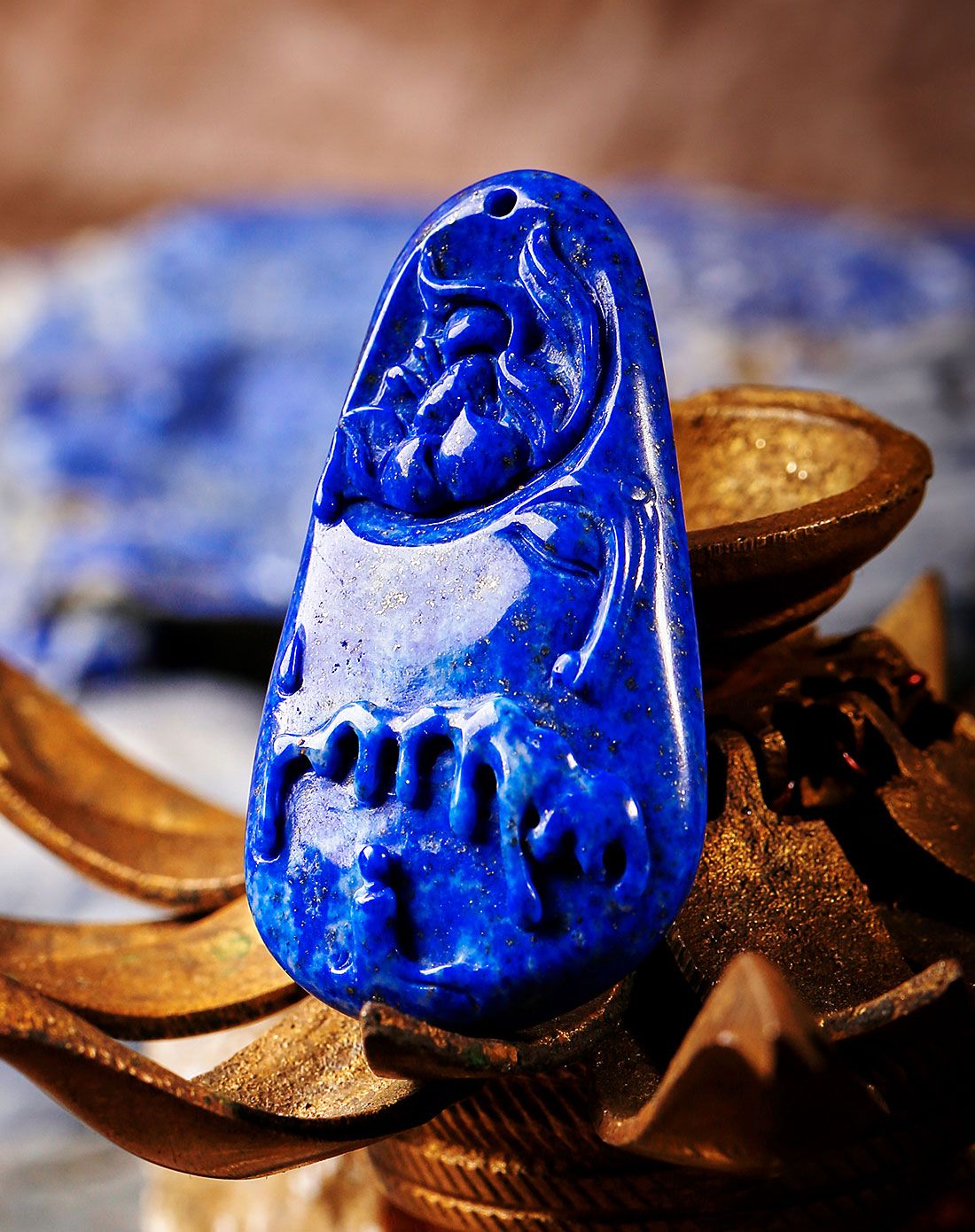 阿富汗.进口原矿老青金石雕件.悟道(12)