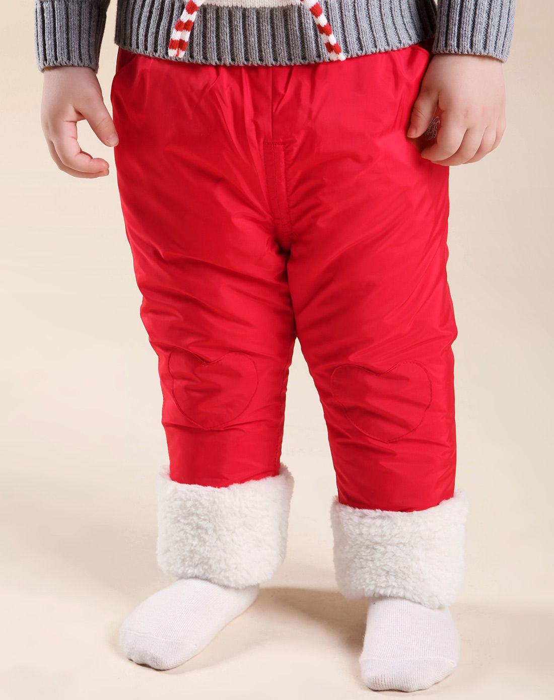 女婴大红色棉裤