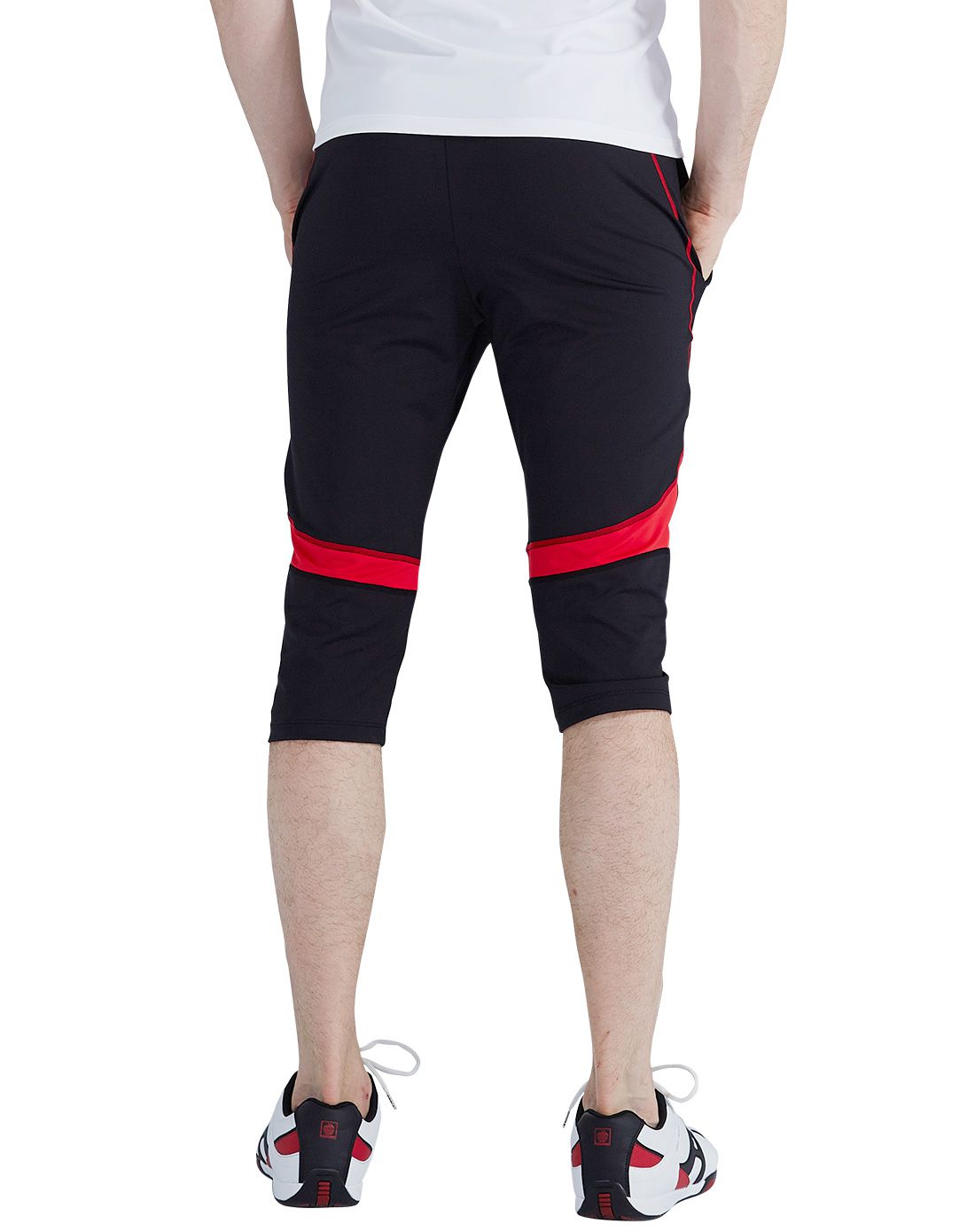 宽松直筒 路伊梵黑色红条健美操舞蹈裤练功裤男士瘦腿运动裤九分裤