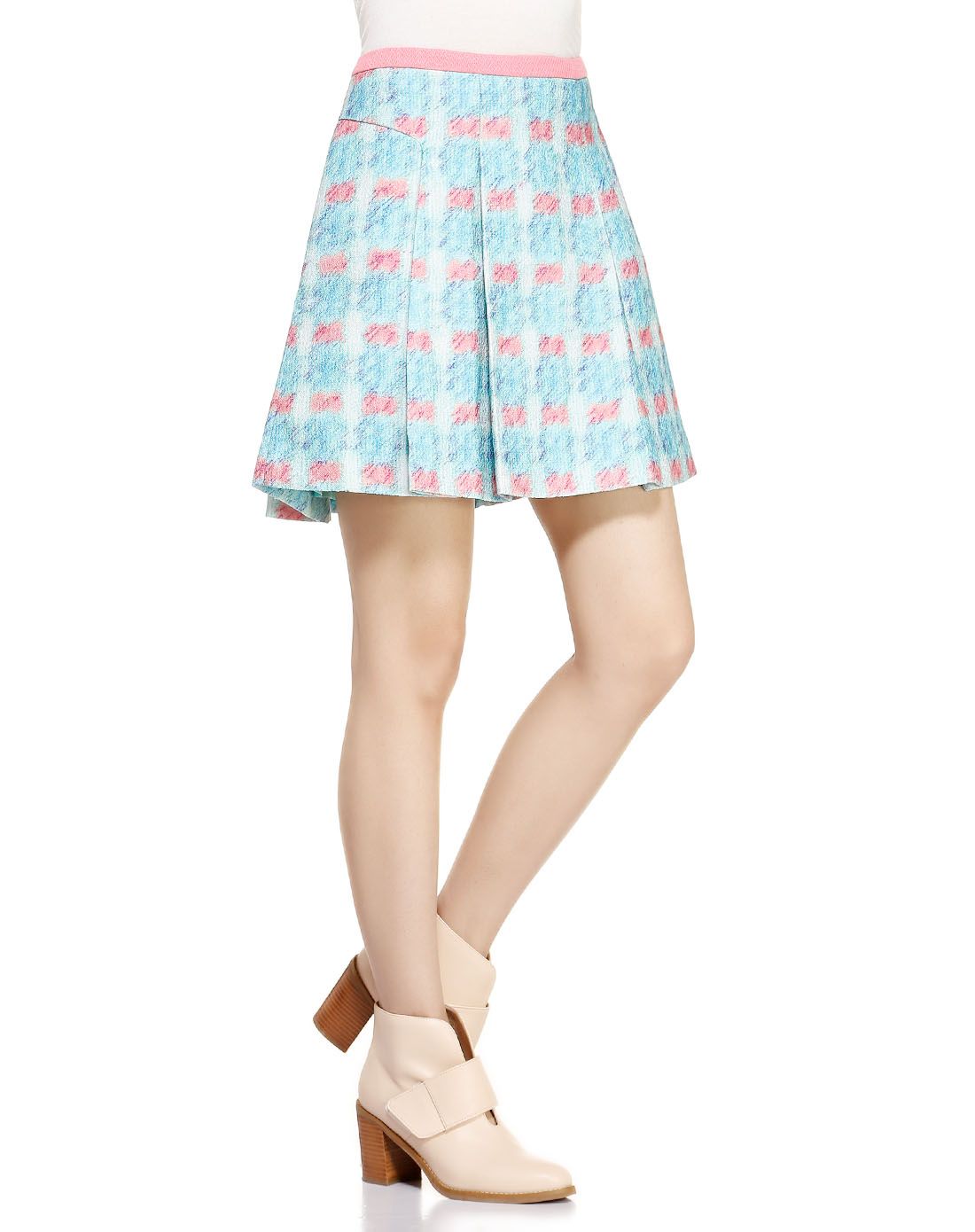 on&on & w. & coiincos女装浅蓝/多色青春俏丽短裙nw4ss468-21_唯品会