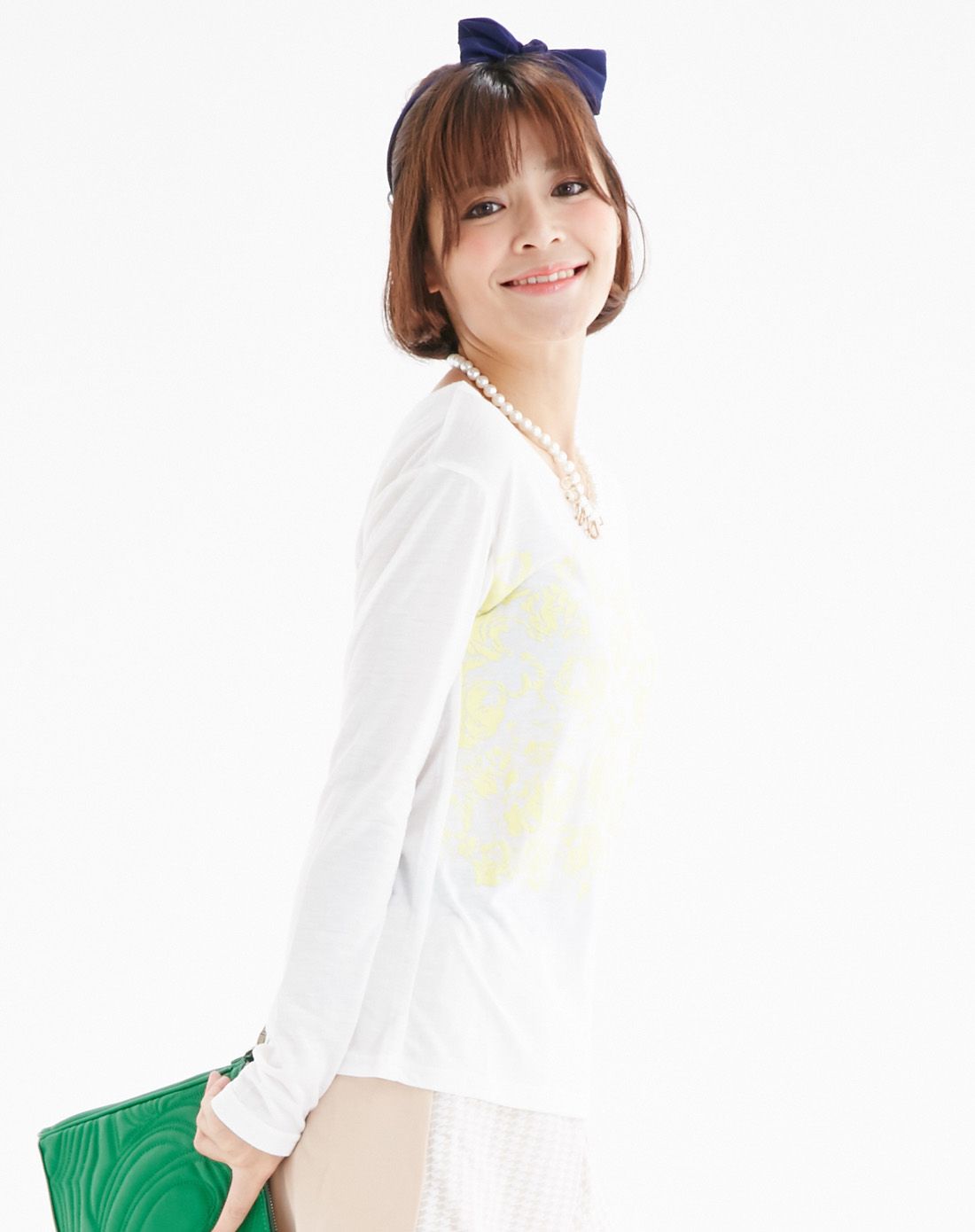 rouge diamant白色轻薄修身长袖t恤